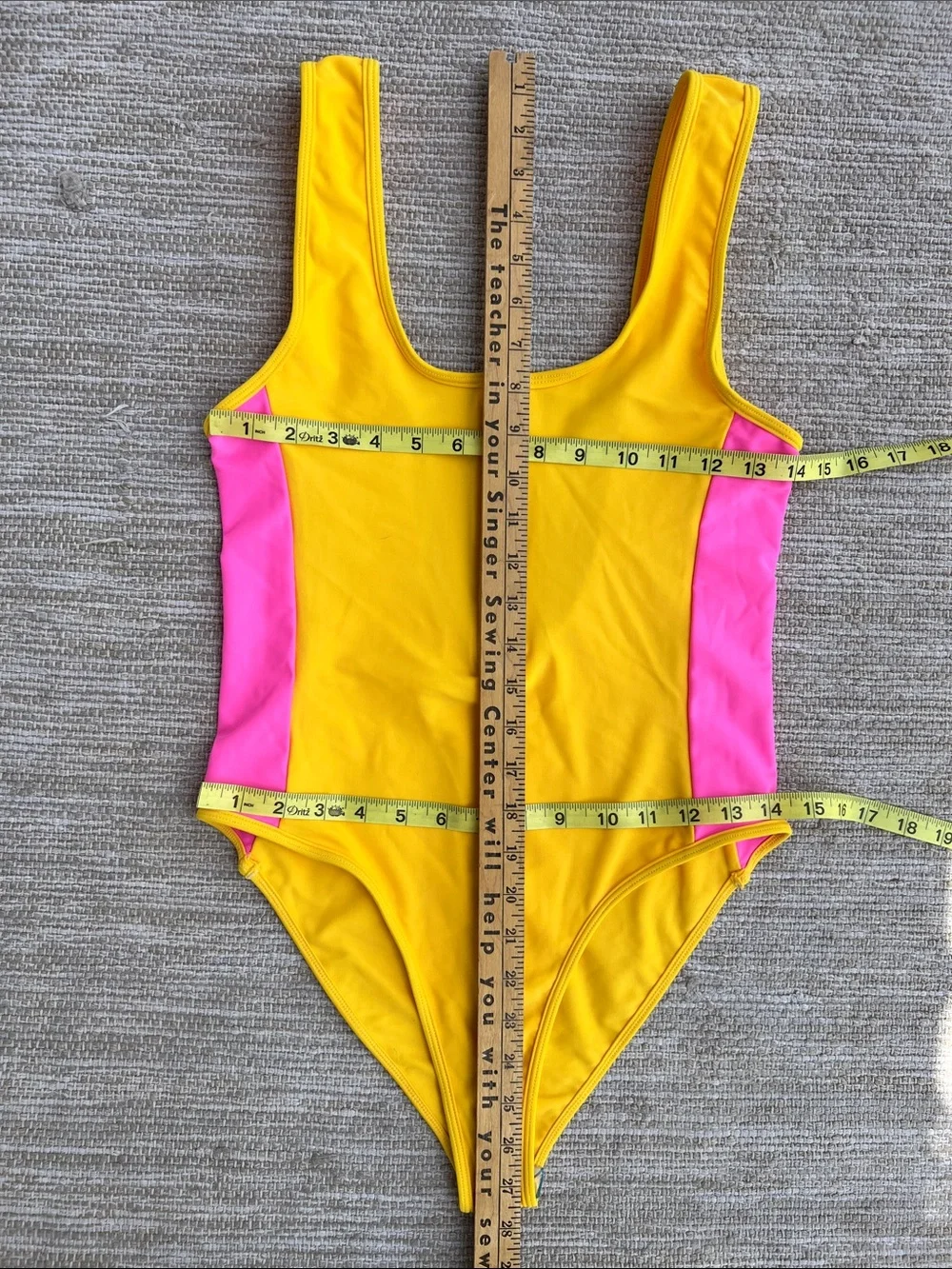 Lovers + Friends One Piece Swimsuit Sporty Color block Half Zip Yellow Pink M